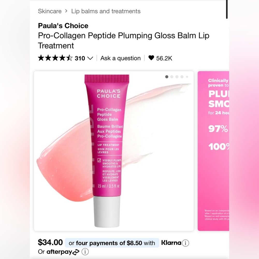 Paula's Choice Pro-Collagen Peptide Plumping Gloss Balm Lip Treatment